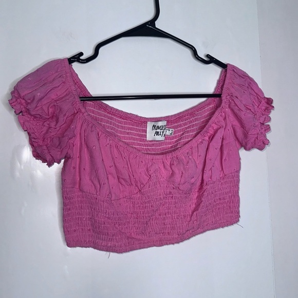Princess Polly pink crop smocked top size 6 - Picture 2 of 4